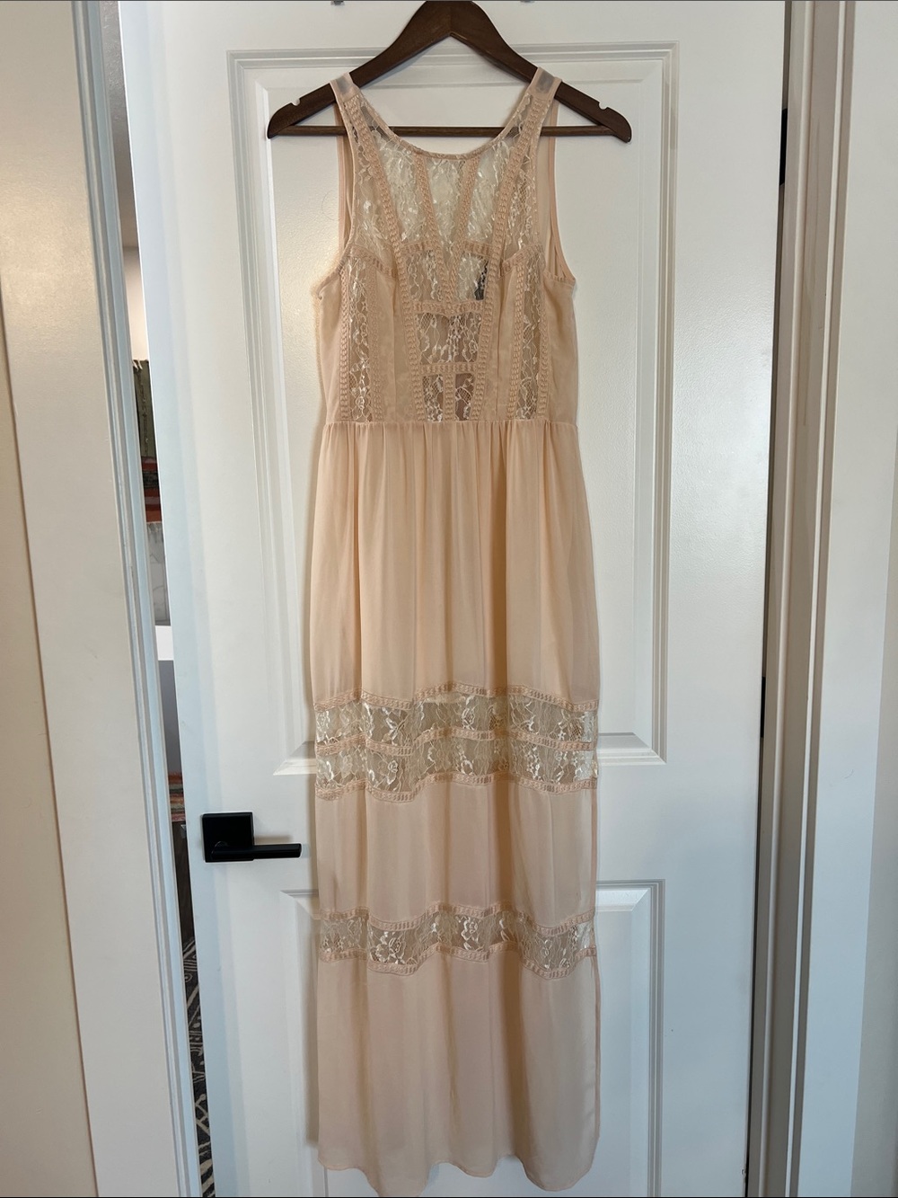 Blush Lace Panel Maxi Dress